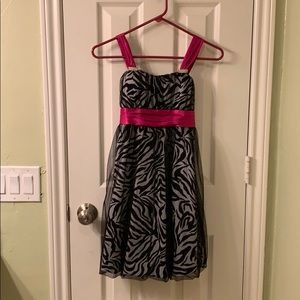 Formal Zebra print with pink dress, size 12
